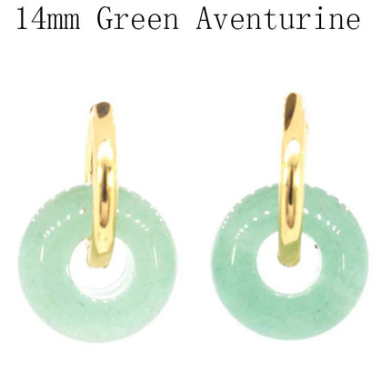 Crystal Earring Natural Rose Quartz Amethyst Crystal Green Aventurine Round Hollow Women Stone Stud Earrings Jewelry Gifts