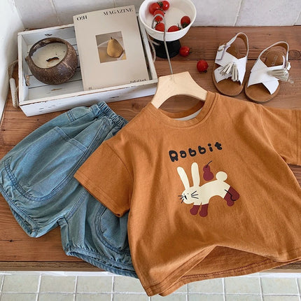 2025 New Summer Clothing Printed Cartoon Fashion Short Sleeve Tops Tees Children's Wear Casual T-shirt Crewneck Kids T Shirts