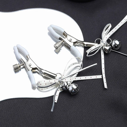 1Pair Sexy Bowknot Adjustable Nipple Clamp Breast With Pearl Bdsm Small Bell Adult Fetish Flirting Teasing Sex Toys For Couples