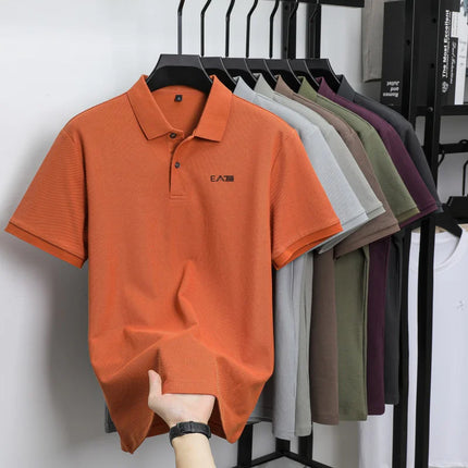 Luxury brand polo shirt short-sleeved letter-printed men's top summer 100% cotton comfortable breathable casual lapel T-shirt