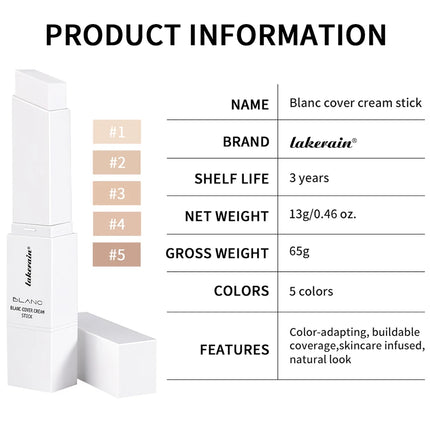 Foundation Stick Color Changing Foundation with Detachable Brush Blanc Cover Cream Stick Changing Hight Coverage Base Makeup
