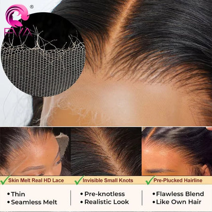 5x5 Invisible HD Lace Closures Ultra Thin Swiss HD Lace Skin Melted Human Hair Closures Pre Plucked 13x6 HD Lace Frontal Closure