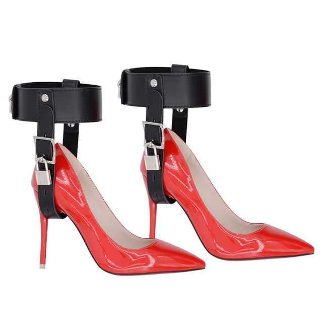 Adult Fetish Toy Ankle Belt Restraint Cuffs High Heel Shoes Strap PU Leather Sex Product SM Bondage Chastity Set 18+ Sex Product