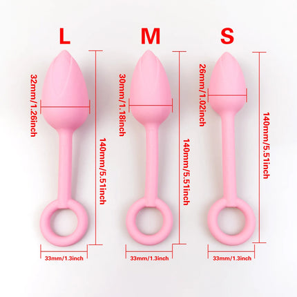 Pull ring flower bud anal plug Pink Butt plug Silicone Vagina Ball Size scale G-spot massage soft gel plug for anus adult sex to