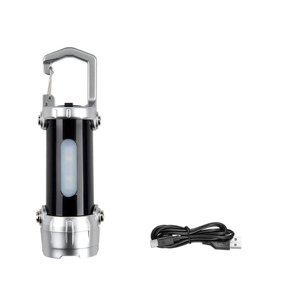 Mini Rechargeable COB Flashlight Red and Blue Light Torch Outdoor Portable Camping Hook Tent Lamp Handheld Keychain Flashlight