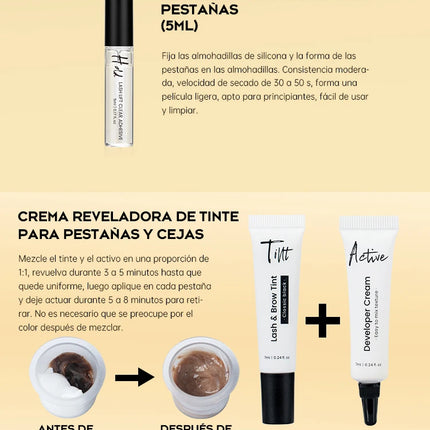 Gollee 4-6 Weeks Lash Lift and Tint Kit Brow Lamination Semi-permanent Eyebrow Tint Set Nature Black Eyelash Lifting Perm Makeup