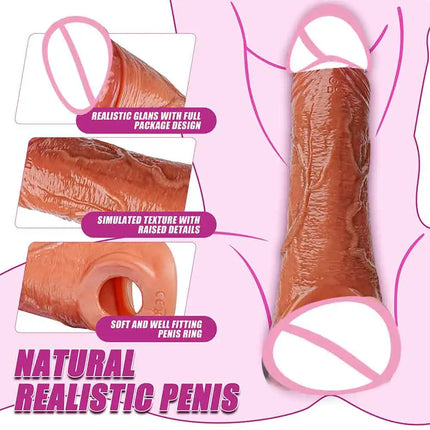 Realistic Penis Dildo Sleeve Penis Extension Extender Sheath Sleeve Vibrator Delay Ejaculation Cock Cover Sex Toys for Men