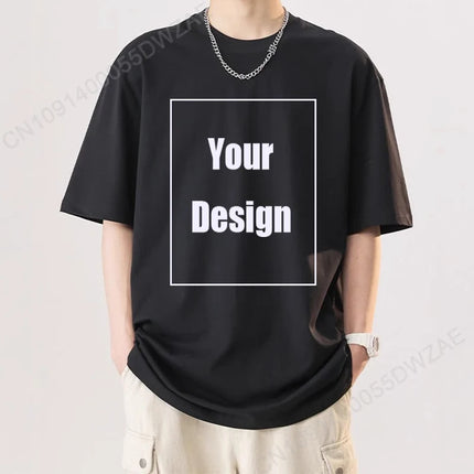 Men's Personalized Cotton T-shirt Custom Text Name Tsihrts Add Your Own Message Fashion men tshirt bigger size 4XL 5XL
