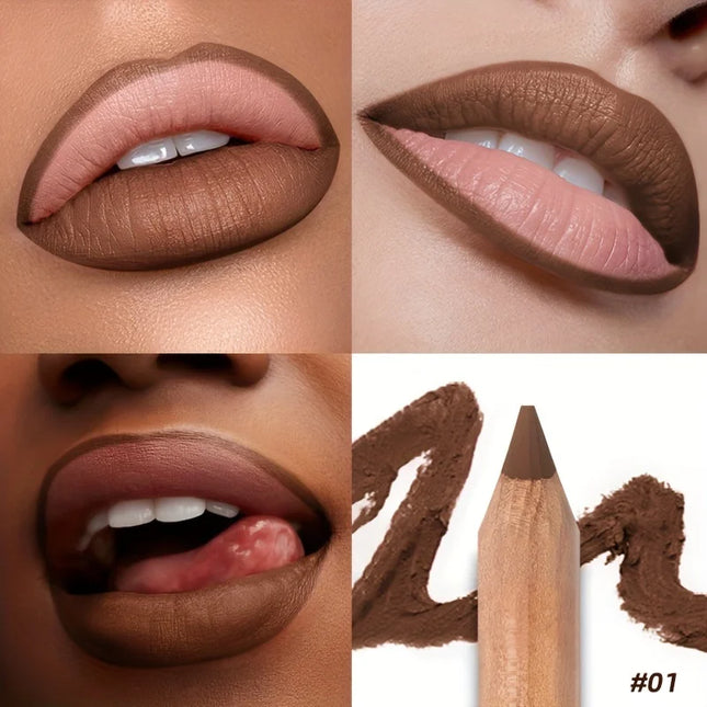 Pudaier Waterproof Matte Lip Liner Long Lasting Lip Contour 2.0 Smooth Easy To Color Pencil With Sharpener