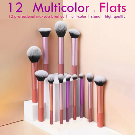 12pcs Makeup Brush Kit Soft Synthetic Hair Make Up Brushes Foundation Blush Eyeshadow Cosmetic Makeup Tools