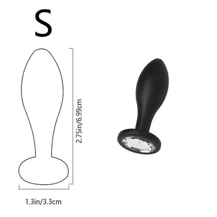 Soft Silicone Personal Wellness Kit 3 Sizes Anus plug , Ergonomic Shape, Sparkling Gem Base sex toy