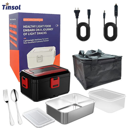 TINSOL 1.5L Electric Lunch Box 80W No Water Food Heater suitable for Portable Food Heating in Cars or Homes - Leak-proof