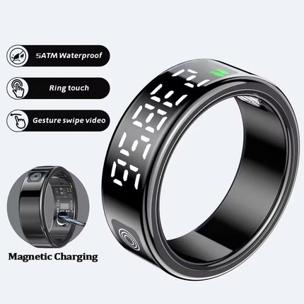 2026 Smart Ring with Display Screen and Touch, Wireless Charging, Health Manager, 5 ATM Waterproof For Men Women Rings R12 R11