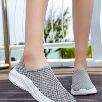 Oiaano Barefoot Man Grey Shoes Mesh Knit Slip On Ultra Light Breathable Soft Bottom Workout Casual Sports Shoes Outdoor Runing