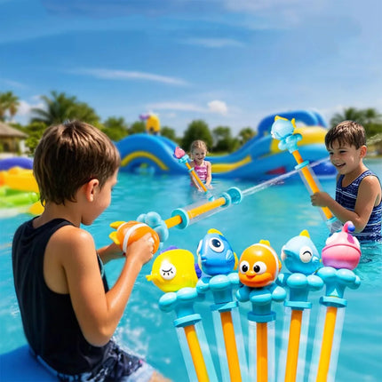 Water Gun Water Shooter Outdoor Summer Pulling Type Water Cannon Swim Sprayer Toy Kid Child Beach Single-Tube Water Outlet beach