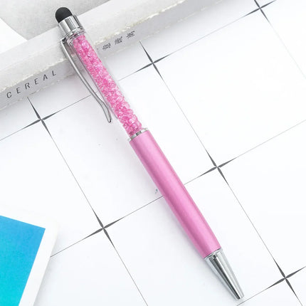 50pcs/Lot Crystal Metal Ballpoint Pen Fashion Creative Stylus Touch for Writing Stationery Office School Gift Free Custom Logo