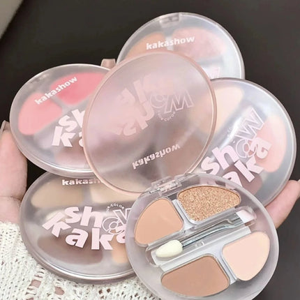 4 Colors Shimmer Matte Eyeshadow Palette Nude Rose Pink Glitter Pigment Eye Shadow Lasting Waterproof Makeup Palette with Brush