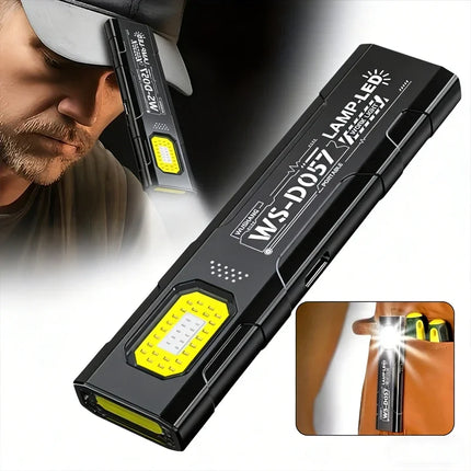 LED COB Flashlight Type-c Rechargeable Keychain 5 Modes Hands Pocket Lantern Flood Work Light with Magnet for Camping Emergency