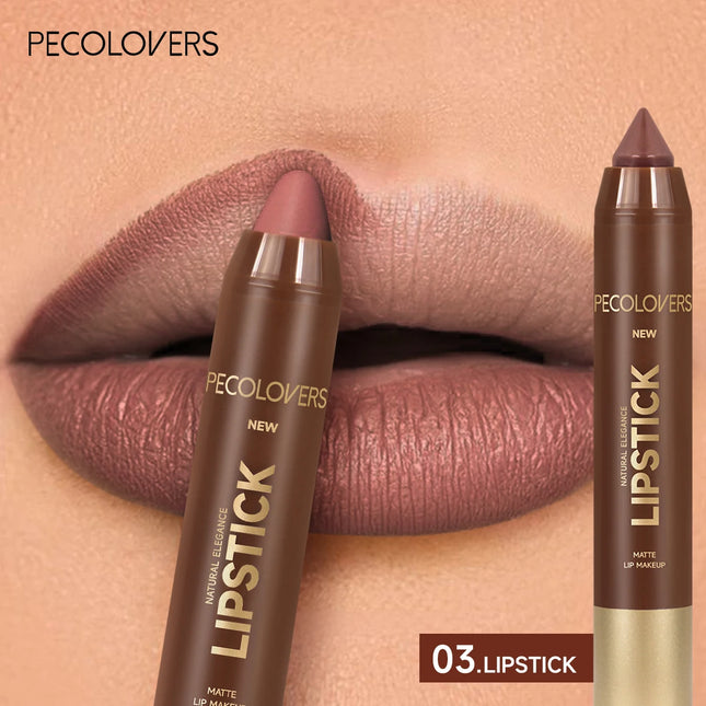1pc Matte Waterproof Lip Liner, Crayon Nib Design Lip Line Lip Balm Dual Use, Rotary Design Long-lasting Brown Color Lipstick