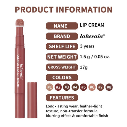 Lakerain Matte Blush Rotating Lipstick Multi-functional Lip Mud for Lips and Cheeks Long-lasting Waterproof Velvet Lip Gloss