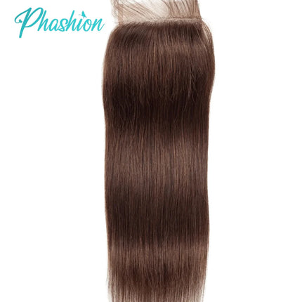 Phashion 26 28 Inch Chotolate Brown Body 4x4 5x5 Lace Closure #4 Straight 13x4 Lace Frontal Human Hair Transparent 100 Remy Hair