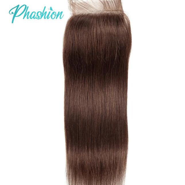 Phashion 26 28 Inch Chotolate Brown Body 4x4 5x5 Lace Closure #4 Straight 13x4 Lace Frontal Human Hair Transparent 100 Remy Hair