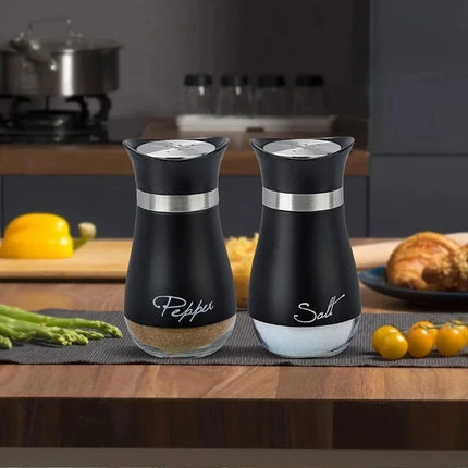 2pcs Seasoning Shaker Glass Bottles Spices Storage Barbecue Condiment Jar Salt Pepper Boxes For Kitchen Gadget Tools Organizer