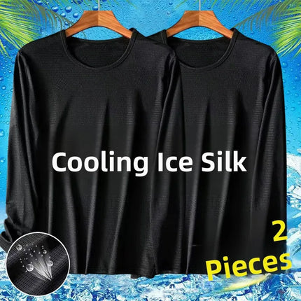 Ice Silk Long Sleeve T-Shirt Men's Thin Mesh Breathable Sun Protection Quick Dry Worksite Outdoor Air Conditioning Base Shirt