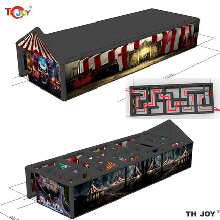 New Design Black Fun Maze Game Large Inflatable Halloween Haunted House Inflatable Haunted Labyrinth Maze for Outdoor Play