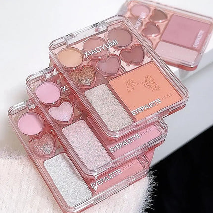 8-color Pearl Glitter Matte Peach Pink Blusher Highlight Eye Shadow Plate Korean Makeup Pink Orange Eyeshadow Cosmetics