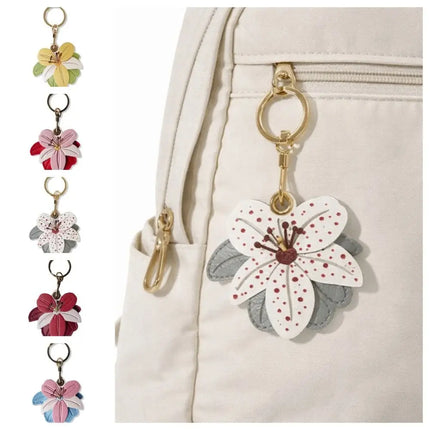Fashion Cartoon Flower Keychain PU Leather Access Control Card Holder Bag Pendant Ornament Multicolor Bag Hanging Men