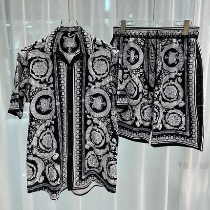 Vintage Men Shirts Sets Summer 3D Print Beach Short Sleeve Shirt Shorts Casual Trip Mens Hawaiian 2 Piece Suit S-5XL Man Blouse