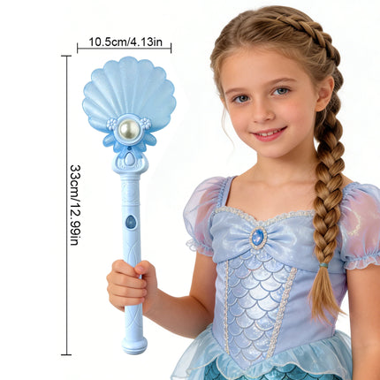 Children's Glowing Musical Shell Magic Wand, Dreamy Fairy Princess Flashing Magic Wand, Magic Props for Girls' Role-Playing Party Costumes, Stage Performance Interactive Light-Up Wand, Perfect Children's Gift, Children's Nove