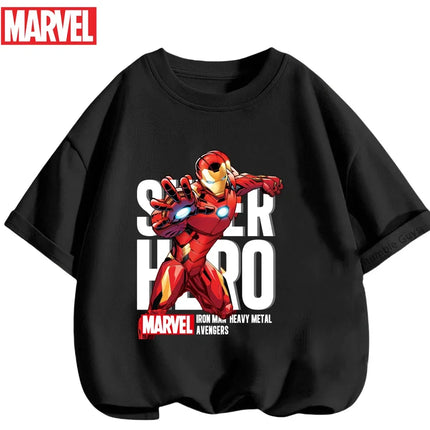 Kids Marvel Iron Man Avengers T-Shirt Boys Girls Summer Superhero Daily Wear 2026 New Anime Clothes