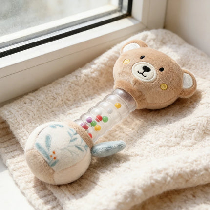 Baby Rattles Shaker Crinkle Squeaky Sensory Soothing Toy Baby Crib Soft Stuffed Animal Rattle Hand Grip Baby Toys Toddler Gifts