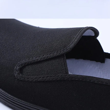 Hot Sale Of The Season Pure Color Black Low-Top round Toe Beijing Style Cotton Canvas Slip-On Shoes Breathable Flat Heel Inje...