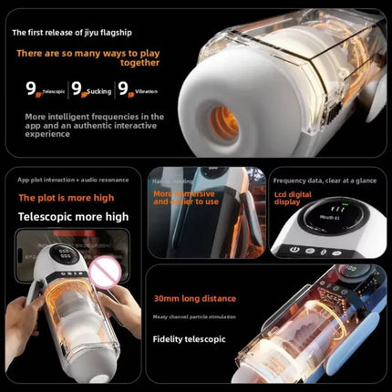 Sex Toys for Men Automatic Male Masturbator Cup Telescopic Sucking Penis Stimulator LCD Dual Handle Real Pocket Pussy Adult Good