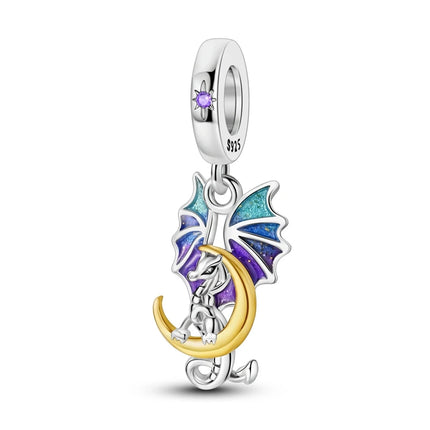 Hot Sale 925 Sterling Silver Sparkling Curled Dragon Charm Fits Bracelet Beautiful Jewelry Accessories Gifts