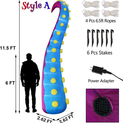 Halloween Inflatable Octopus Tentacle Giant Purple Tentacle With Blower LED For Outdoor Events Commercial Stage Roof Party
