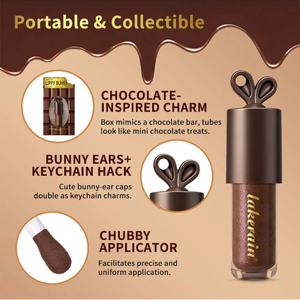 2pcs/set Honey Chocolate Lip Glaze Gloss Long-lasting Moisturizing Lip Oil Enhancing Complexion Reducing Lip Lines Lip Glosses