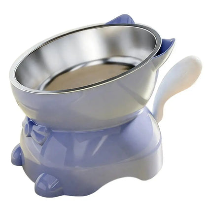 Cat Bowl Creative Inclined Kitten Puppy Food Feeding Bowls, Cat Bowls Tilted Neck Guard Cat Food Bowl Neck Protection Design