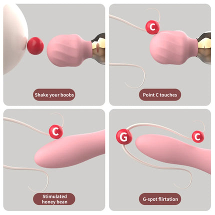 Double-ended AV Vibrator for Women G Spot Clit Clitoris Stimulator USB Rechargeable Vagina Massager Female Adults Supplies