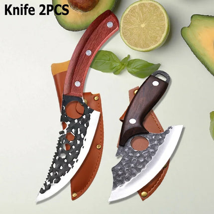 WXCOO High Carbon Hand forged Butcher Knives Stainless Steel BBQ Meat Cutting Kitchen Knife Multifucntional Cooking Chef Knife