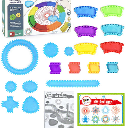 Spirograph Spiral Art Drawing Kit for kids, Fun Shapes Drawing Art Set Classic Gear Design Toys Drawing Rulers with book