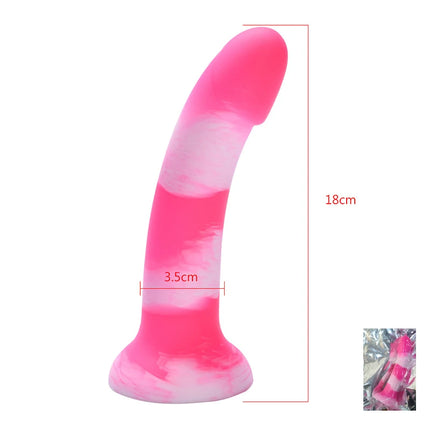 Realistic Dildo with Strong Suction Cup Liquid Silicone Pink Penis G Spot Masturbator for Women Men Anal Sex Toys 14-21cm