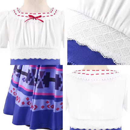 Cartoon Magic House Luisa Cosplay Costumes For Carnival Birthday Dress Girls Party Dresses Princess Encanto Role-play Outfits