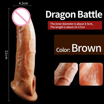 Premium Realistic TPE Penis Enlargemen Extender Condoms for Enhanced Satisfaction Special Design Reusable Sleeve Sex Toy for Men
