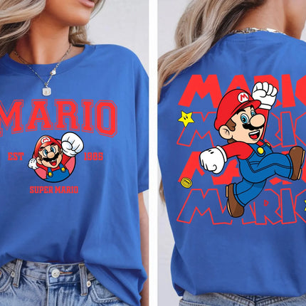 2026 New Super Mario graphic unisex cotton shirt, There are children's sizes, Mario summer movie Men's fashion Harajuku T-shirt