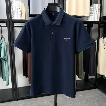 100% Cotton Luxury Brand Short Sleeve Polo Shirt Fashion Letter Embroidery Men's Summer Breathable Business Casual Lapel T-shirt