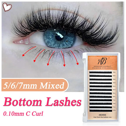 Abonnie Bottom Brown Lower Lashes 5mm 6mm 7mm Short Synthetic Mink Individual Eyelash Extension Lower Eyebrow Lashes Makeup